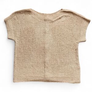 Women's Cable & Gauge XL Wheat Tan Boho Short-sleeve Sweater